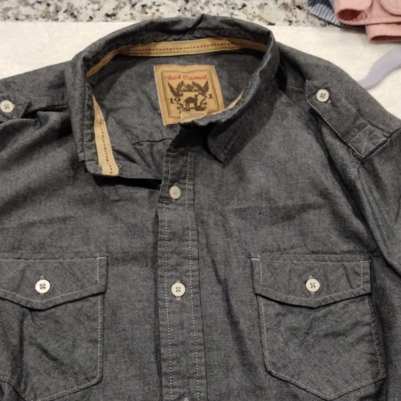 Xxl "Red Camel" brand charcoal gray Long sleeve button down shirt - Picture 2 of 14
